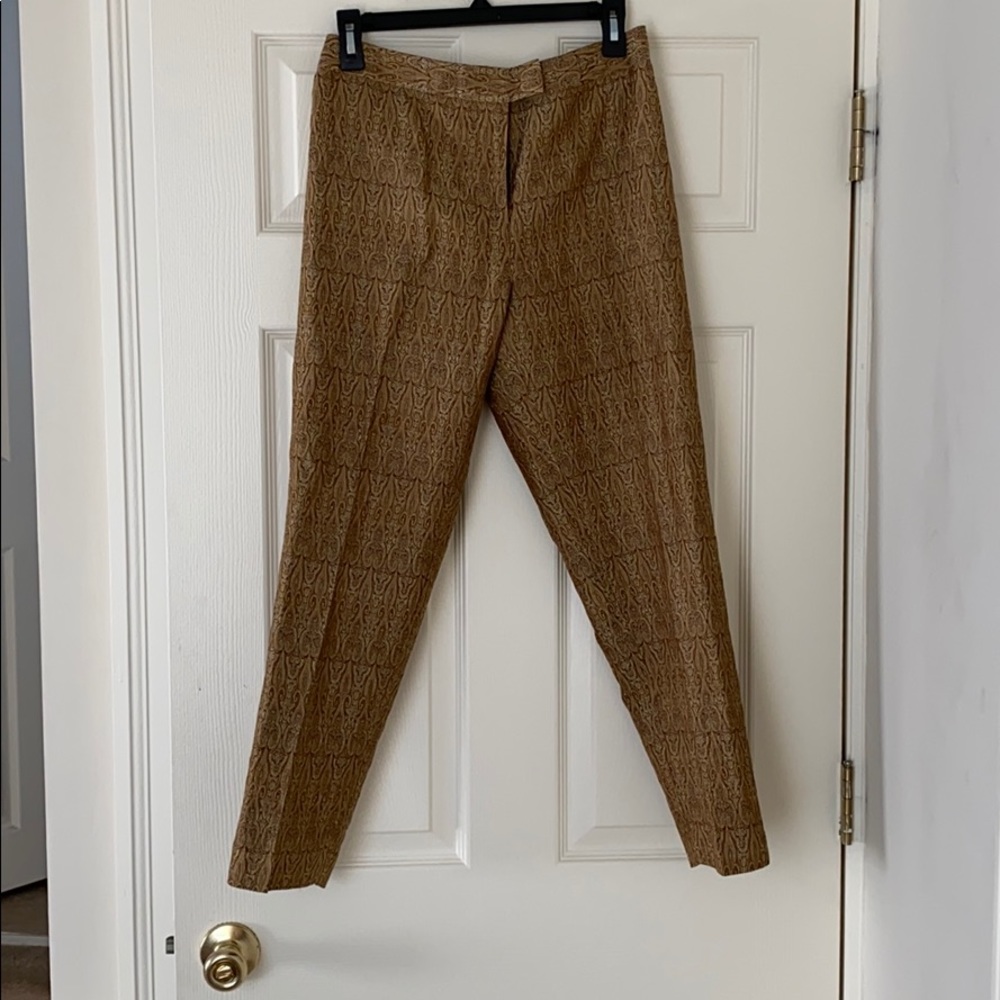 David Meister size 8 gold cropped dress pants